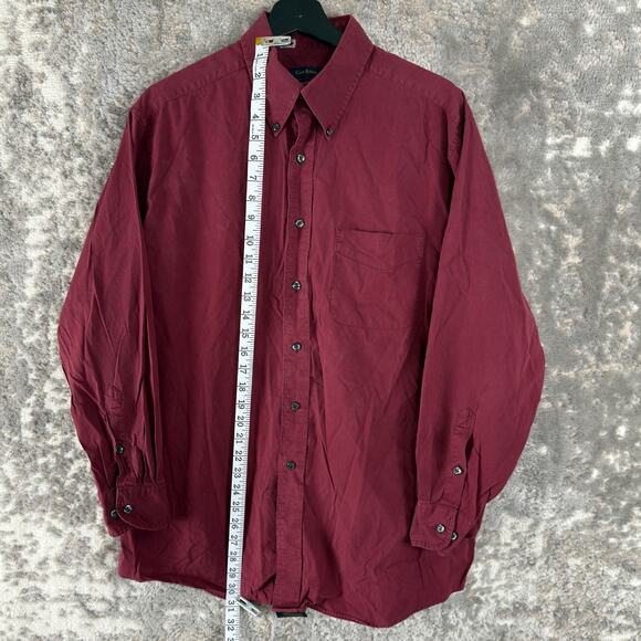 Club Room Size L 80s Pinpoint Oxford Casual Button Shirt Red Long Sleeve - Picture 2 of 9